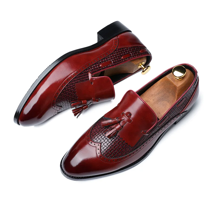 Fashion Luxury Designer Retro Pointed Brown Black Wedding Leather Oxford Shoes Men Casual Loafers Formal Dress Zapatos Hombre