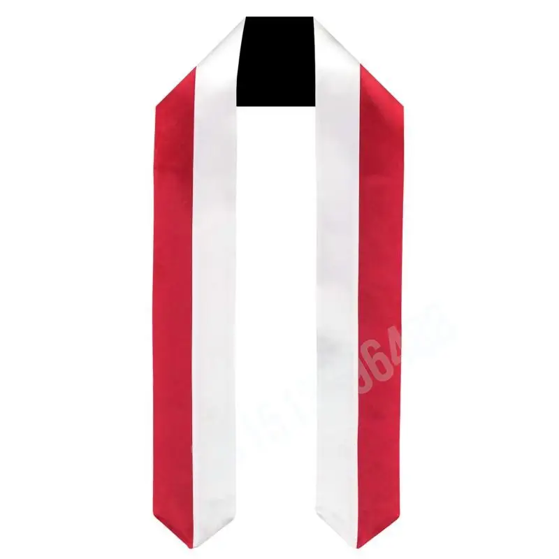 

Monaco Flag Scarf Top Print Graduation Sash Stole International Study Abroad Adult Unisex Party Accessory