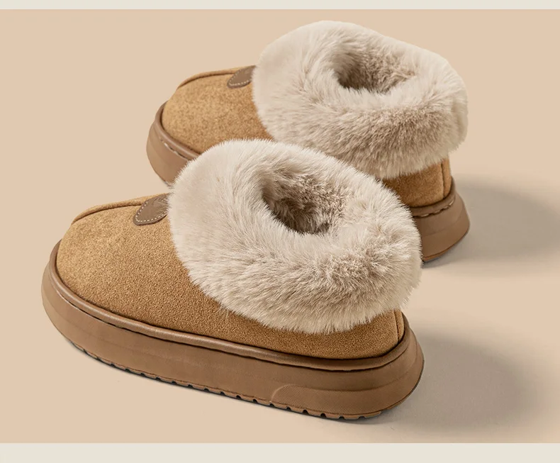Mit Fleece gefütterte Winterhausschuhe für Männer und Frauen mit Knöchelabdeckung, dicke Sohle, leicht, Eva, für drinnen und draußen, warme Heimschuhe, mehrere C – Detail 2