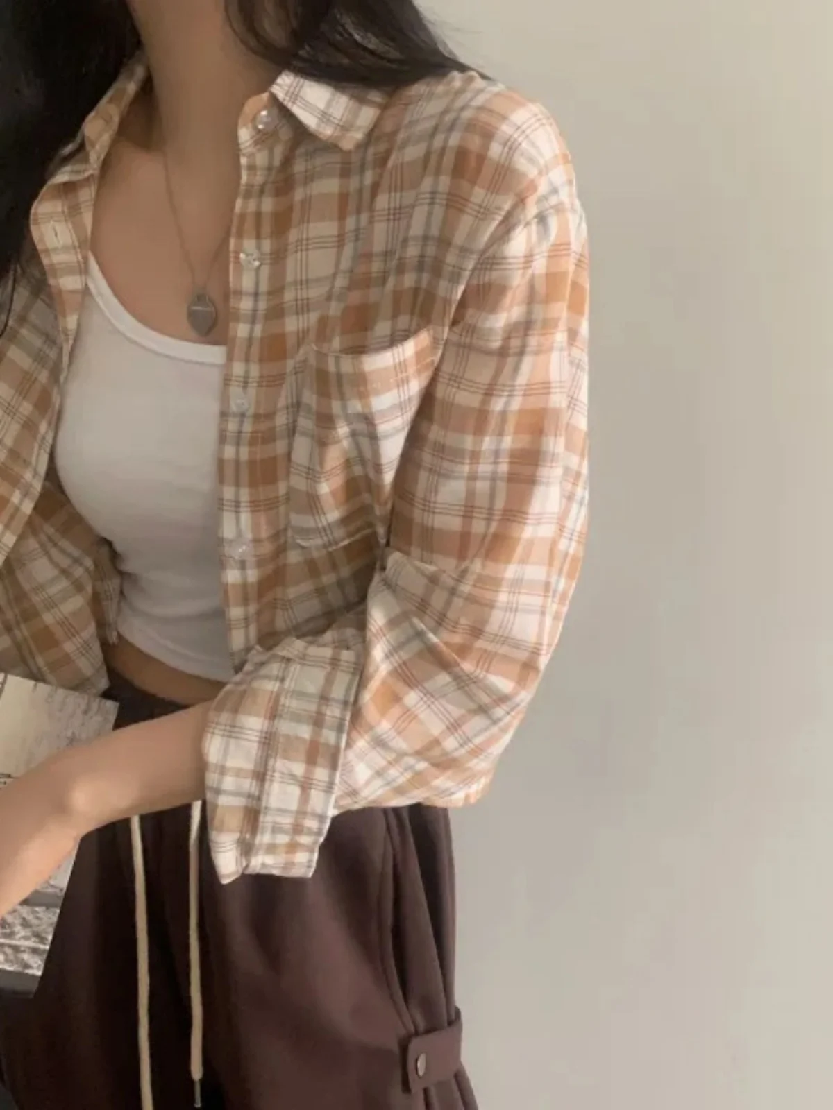 เสื้อโค้ทผู้หญิงลายสก็อตสีน้ำเงินทรงหลวม แขนยาว สไตล์เกาหลี ดีไซน์วินเทจ สำหรับต้นฤดูใบไม้ร่วง รุ่นใหม่