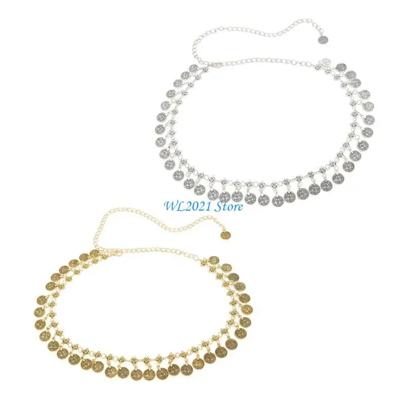 

G5GC Bohemian Inspired Metal Waist Chain Adjustable Ethnic Belt Vacation Travel Accessories for Trendsetters