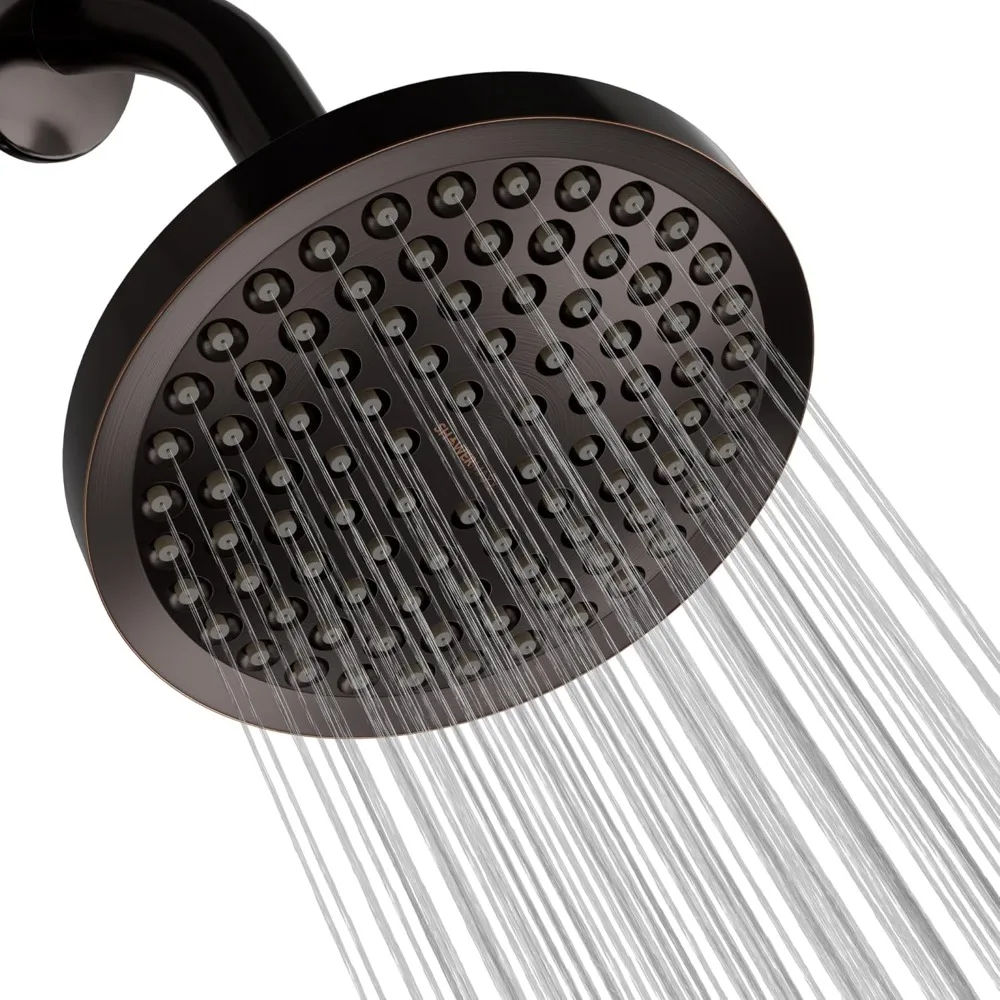 Luxury Spa Series: Bronze Rain Shower Head, 6-Inch Round Rain Showerhead with 360 Tilt, Experience Rainfall