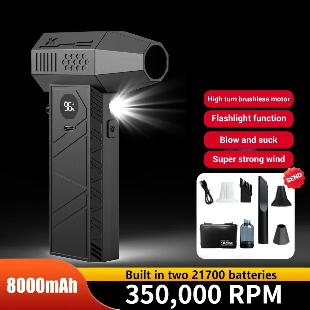 

C6 Portable Air Blower - Brushless Motor - Powerful Vacuum Cleaner - Portable Rechargeable Turbine Fan with LED Display