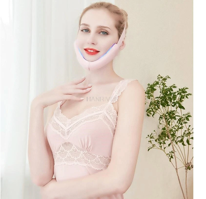 

Chin Up Lift Belt Machine Red Blue Facial Lifting Device Face Slimming Vibration Massager V-Face Care