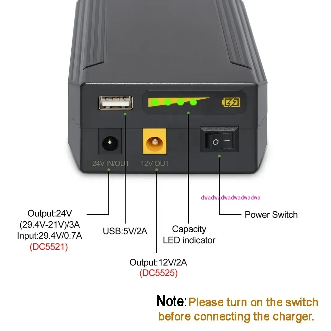 PB240A1 Rechargeable Lithium Battery 18650 24V/12V/5V 3200mAh 18650 Li-ion Portable 24 Volt Batteries