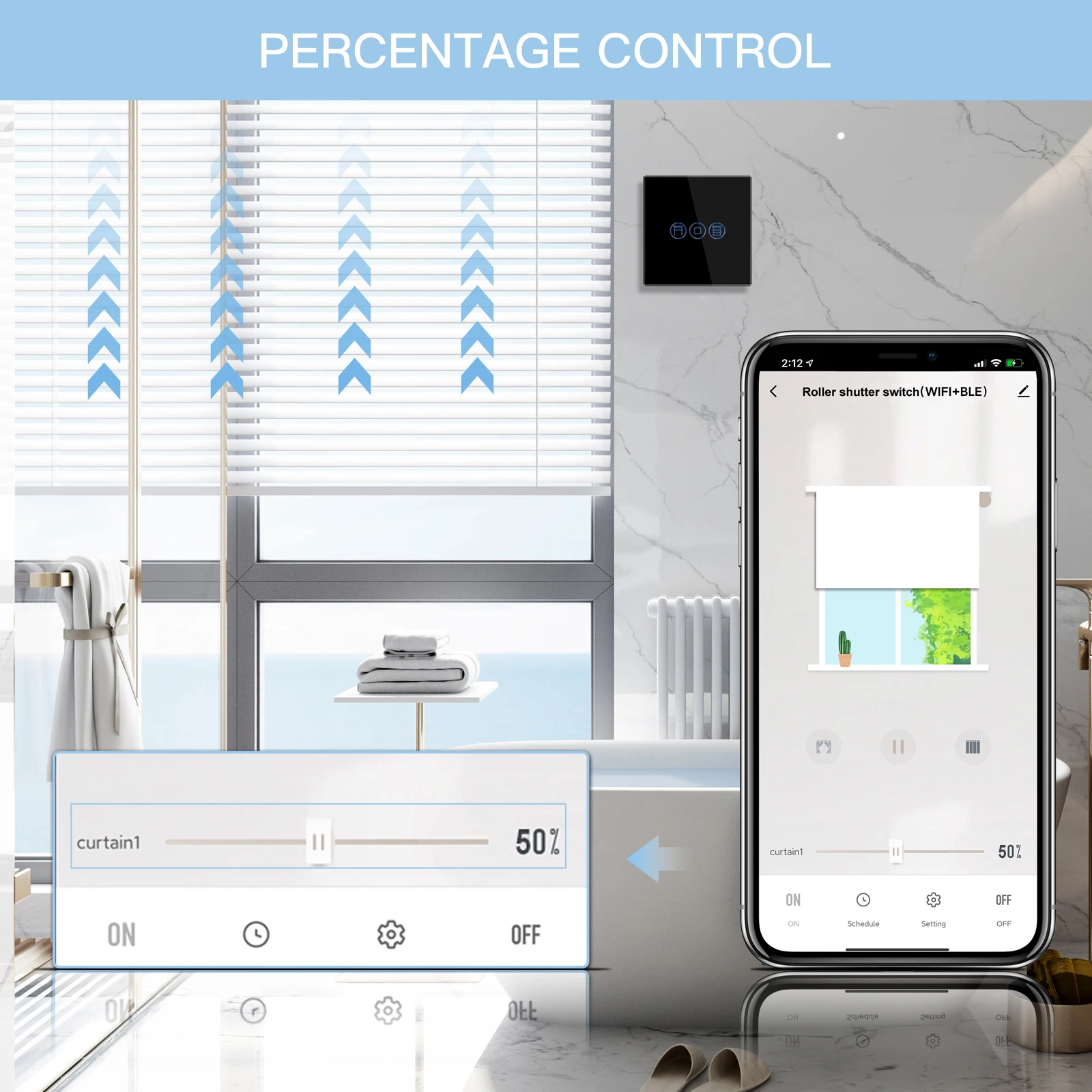 BSEED-Interruptor de persiana enrollable inteligente, Control inalámbrico por aplicación Smart Life, Tuya, Alexa, Wifi