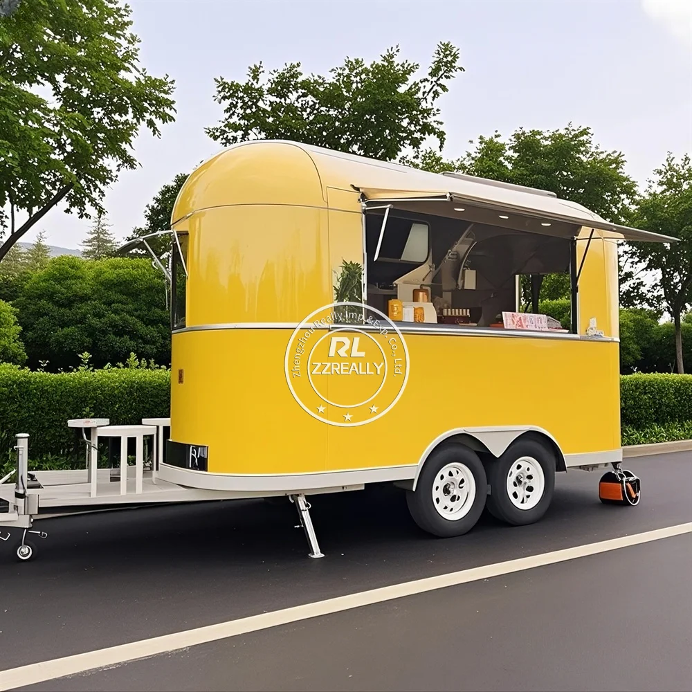 

Custom Mobile Kitchen Fast Food Truck Trailers Fully Equipped Coffee Ice Cream Food Cart With Wheels For Sale