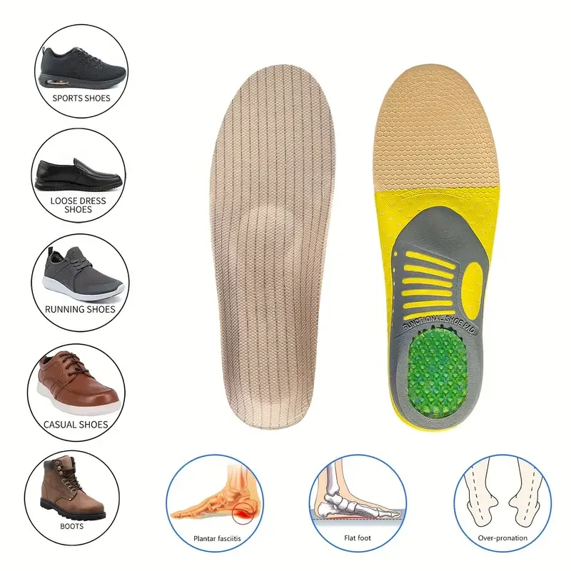 1 Pair Shock-absorbing Insole for All-day Comfort and Support for Unisex Sweat Waging Orthopedic Insole with Plantar Fasciitis