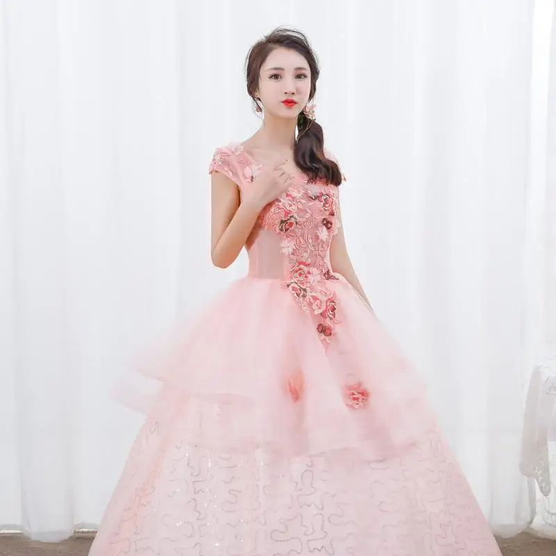 Vestido De quinceañeras sin mangas, traje De tul con lentejuelas rosas, cuello redondo, hecho a medida, novedad