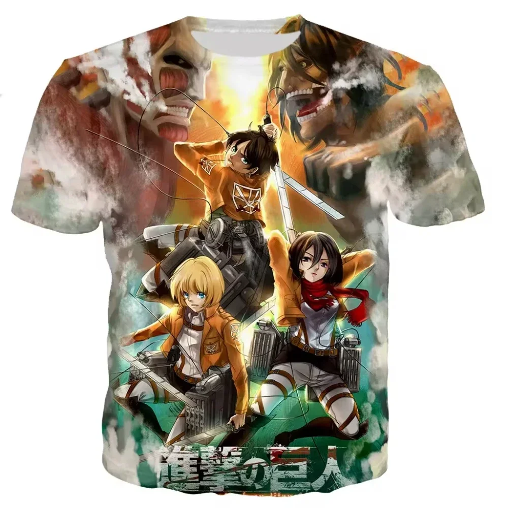 Japan Anime Attack On Titan t-shirt da uomo stampate in 3D moda Casual manica corta t-shirt oversize con scollo a o Unisex