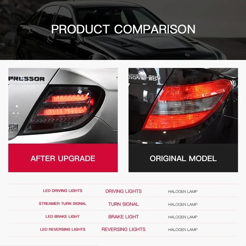 Picture 6: Tail Light LED for Mercedes-Benz W204 C180 C200 C260 C63 2007-2012 2013 2014 Driving Lamp Stop Brake Lights Turn Car Accessories