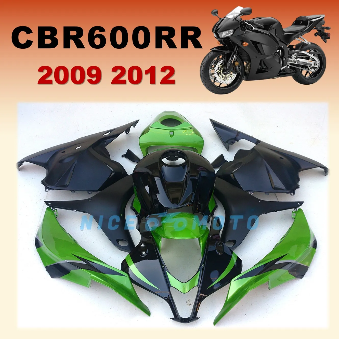 Fit Injection Fairings Set for Honda CBR600RR 2009 2010 2011 2012 09 10 11 12 CBR 600RR Motorcycle  Bodywork Green Black