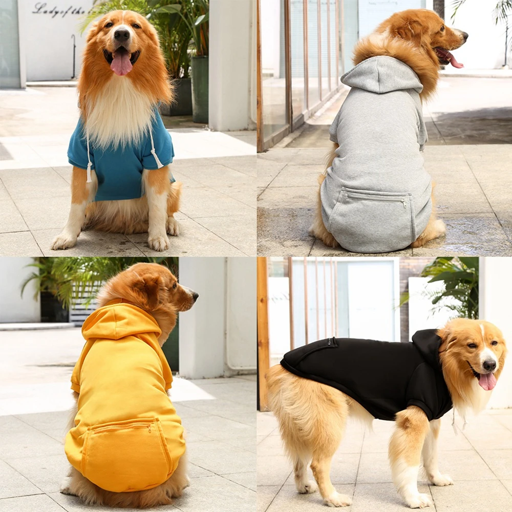 Dog Winter Coat Pet Jacket Pet Dog Hoodies Sweaters with Hat And Pocket Soild Color Windproof Apparel for Small Medium Large Dog