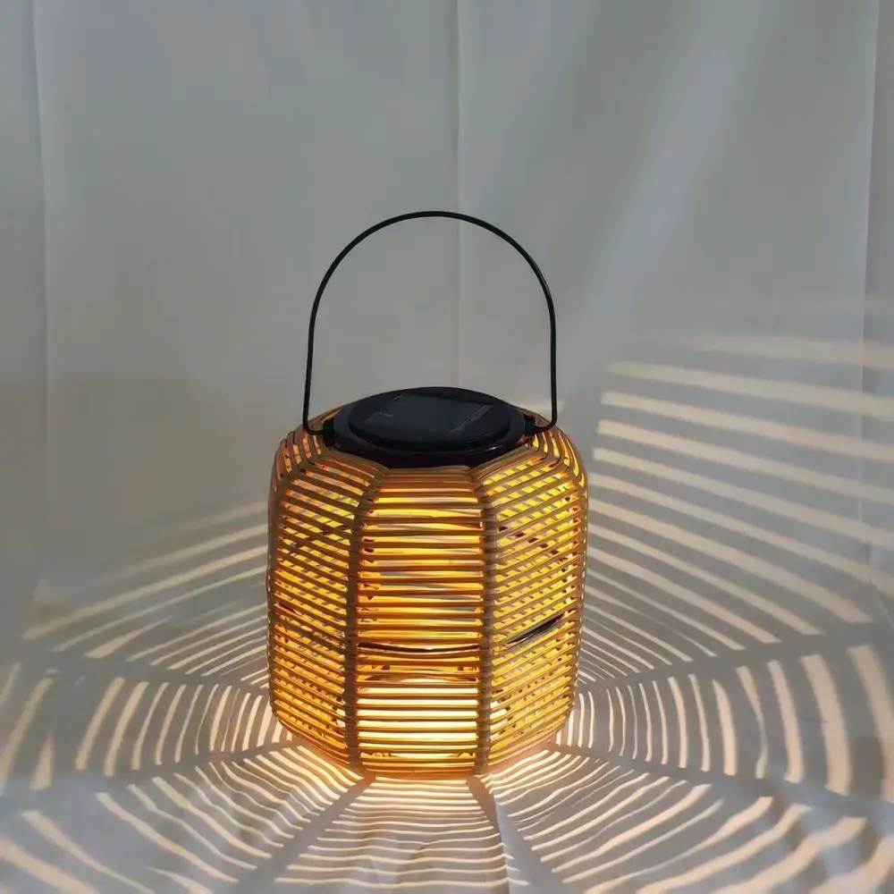 Decorative Solar Rattan Hanging Light Outdoor Waterproof Wicker Lantern For Garden Terrace Patio Balcony Yard Decor