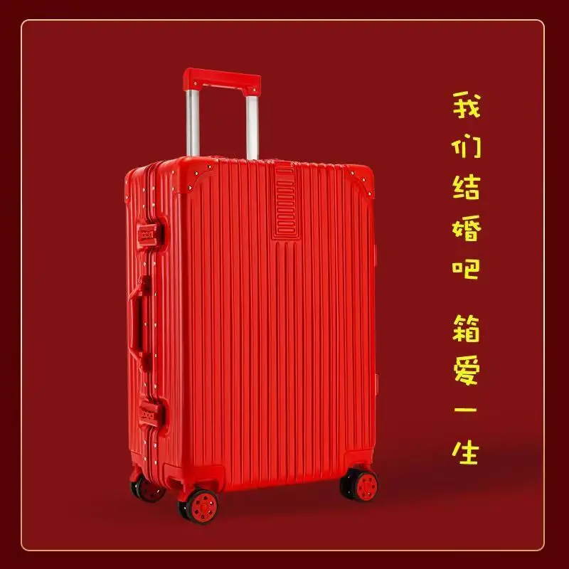 Bruiloft Rode Koffer Vrouwelijke Trolley Koffer Bruiloft Wachtwoord Bruids Bruidsschat Koffer