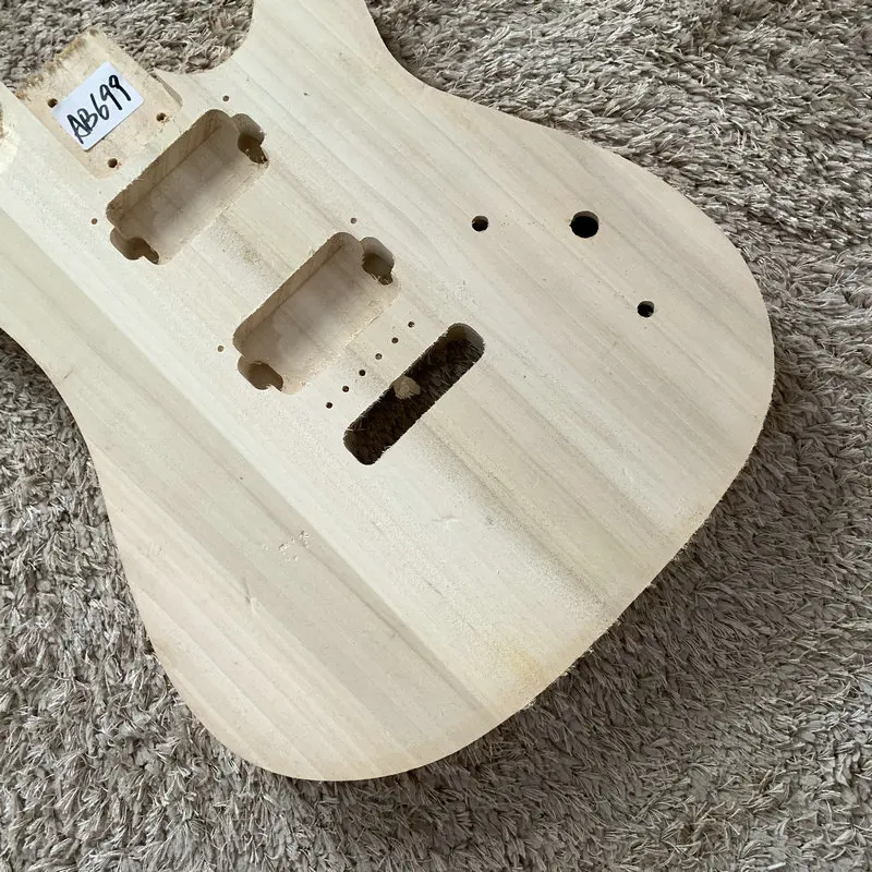 ST Guitar Body Natural Solid Basswood Unfinished Electric Guitar HH Pickups 6 Screws Fixed Tremolo for DIY Replace  AB699