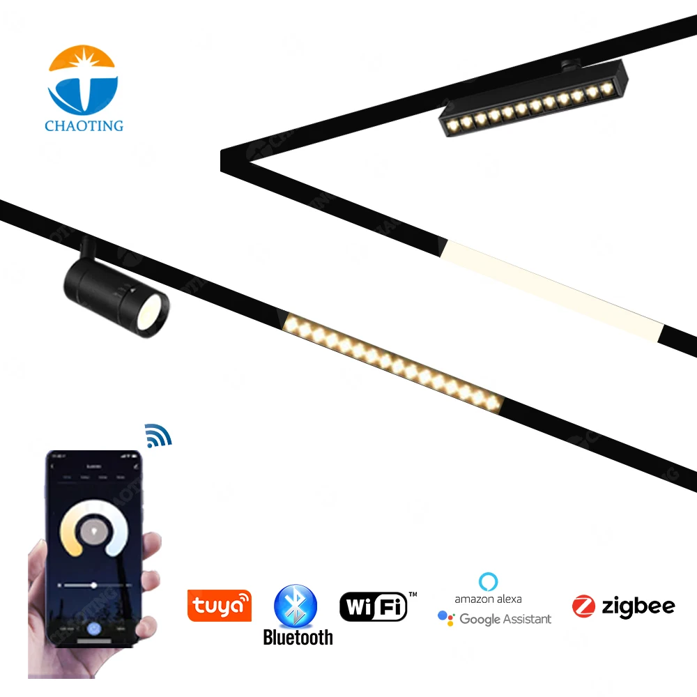 Homekit Adjustable Color Led Focos Cob Track Lights Supplier 30W Led Track Light In 360 Dimmable Magnetic Rail Lighting System