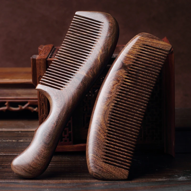 

Yuanmuxuan natural sandalwood comb feminine massage comb fine tooth curly hair wooden comb lettering birthday gifts