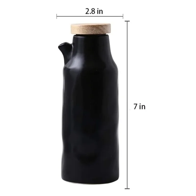 White Black Ceramic Oil Pot Household Leak-proof Oil & Vinegar Pots Porcelain Kitchen Soy Sauce Pot Oil Tank Seasoning Bottle