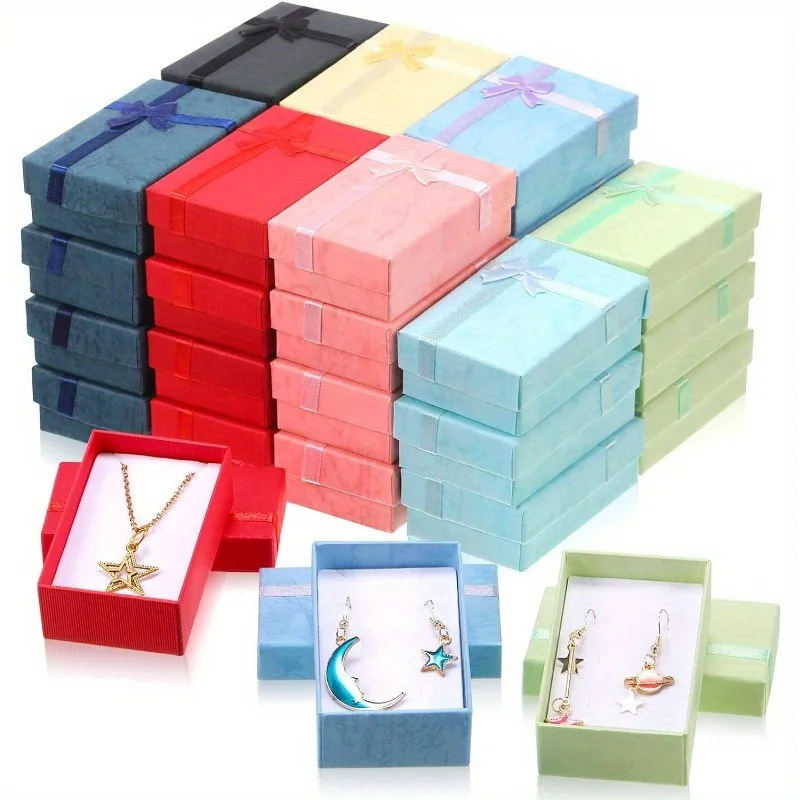 24 pcs High Quality Paper Ring Necklace Set Jewelry Necklace Earrings Rectangular Package Gift Box 5*8*2.5cm