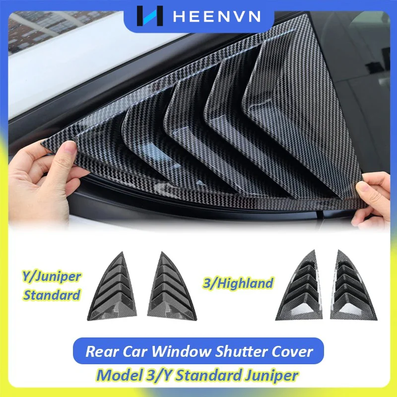 Rear Car Window Shutter Cover For Tesla Model 3/Y Standard Juniper ABS Louver Side Vent Trim Anti-Scratch Triangle Accessories