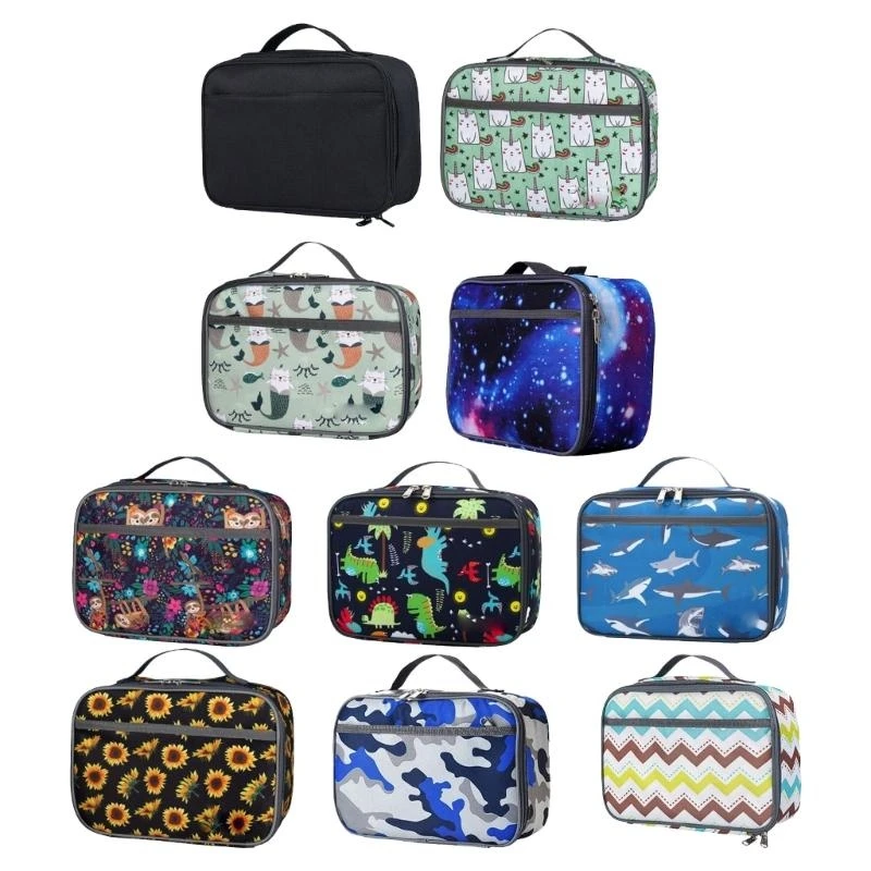 

Square Lunch Bag Bentos Box Easy To Carry Oxford Cloth Container with Convenient Handle Meal Holder for Picnics