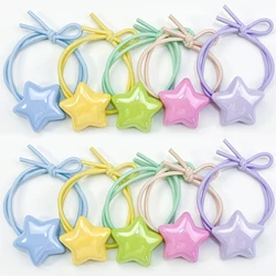 2/5PCS Candy Color Star Elastic Hair Bands For Girl Cute Kawaii Fancy Ponytail Holder Ties Braid Rubber Ties Headwear