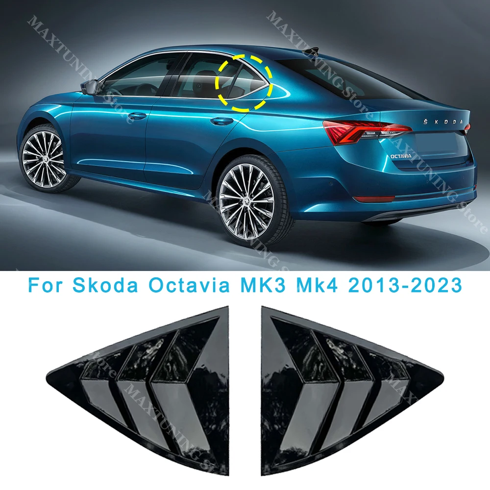 

1 Pair Rear Window Shutter Cover Trim For Skoda Octavia 5E MK3 NX MK4 RS vRS TSI TDI 2013-2023 Side Window Louver Vent Stickers