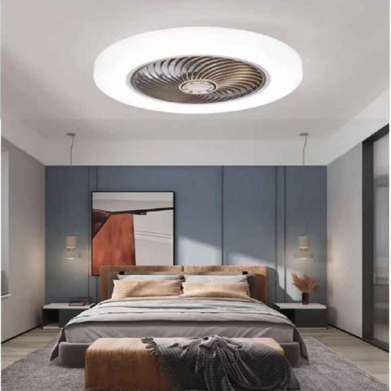 Smart remote control color ceiling fan lamp invisible blade retractable silent [Multiple offers]
