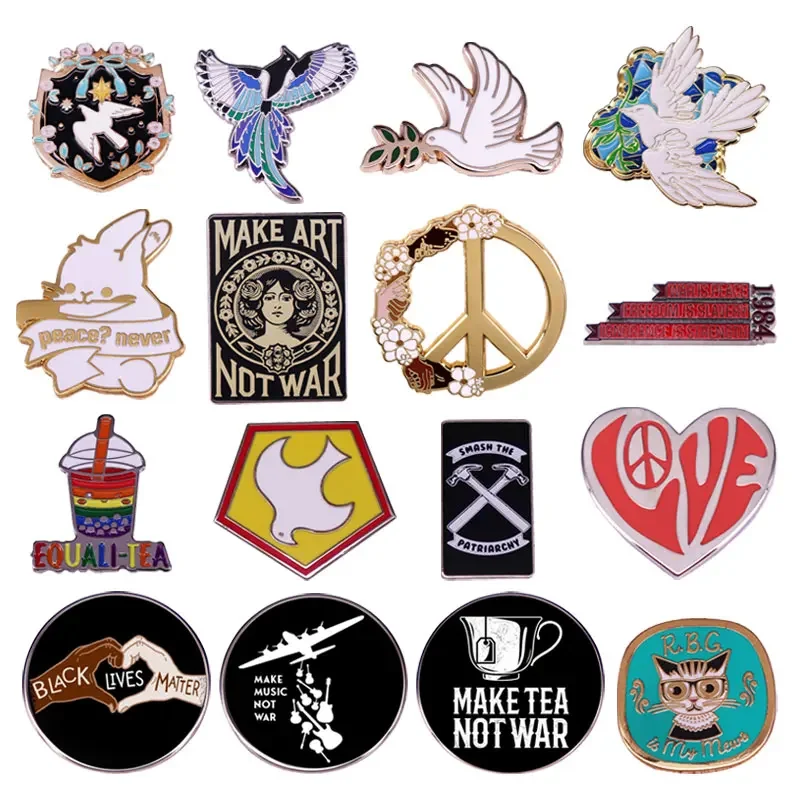 Collar Pins Peace Pigeon Represent Heart-shaped Badge Badge Animal Assembly Metal Enamel Brooch Applied To Clothing Jewelry Gift