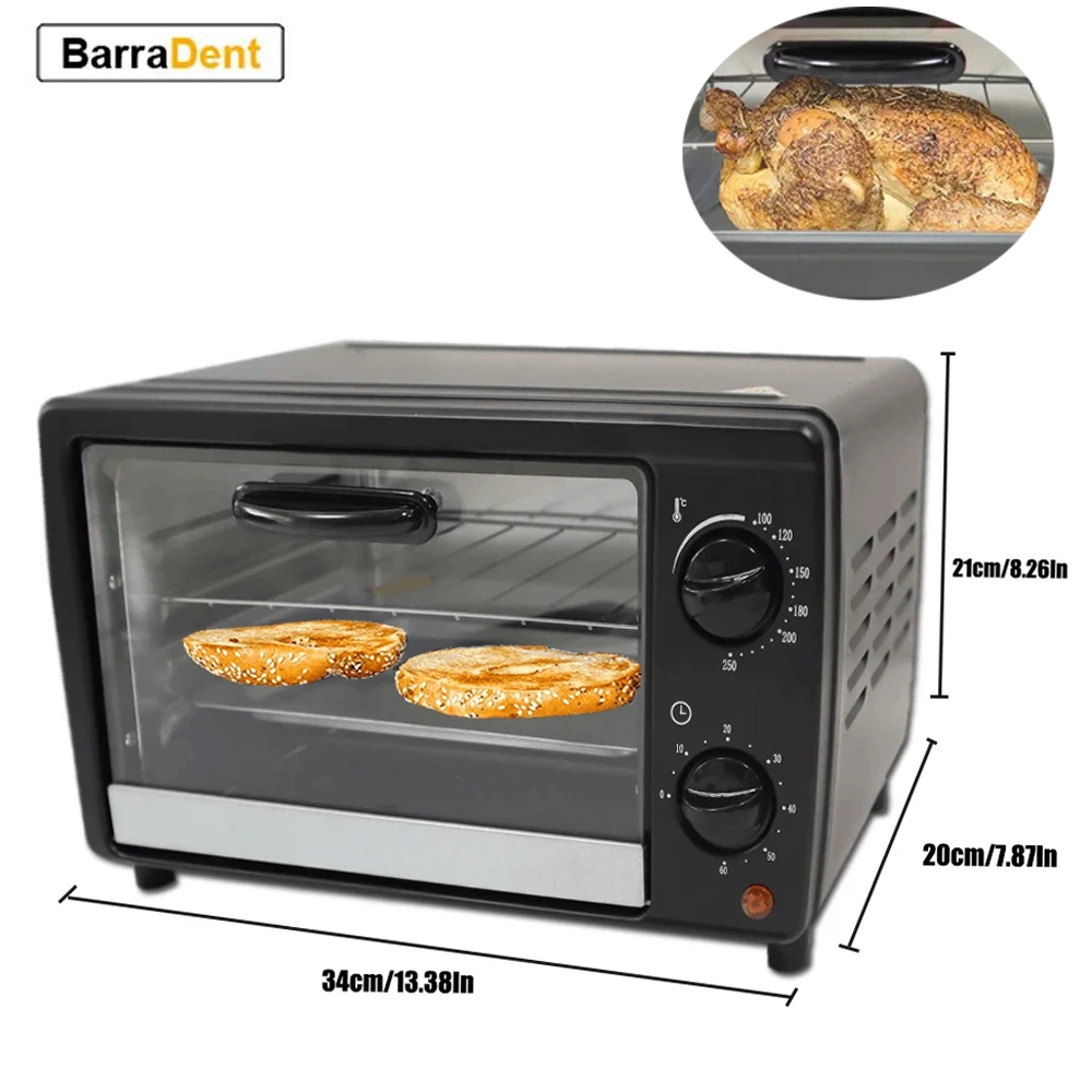 Electric Household Oven Multifunction High Temperature Toaster Oven 1500W 12L Stainless Steel Large Capacity Timer Control