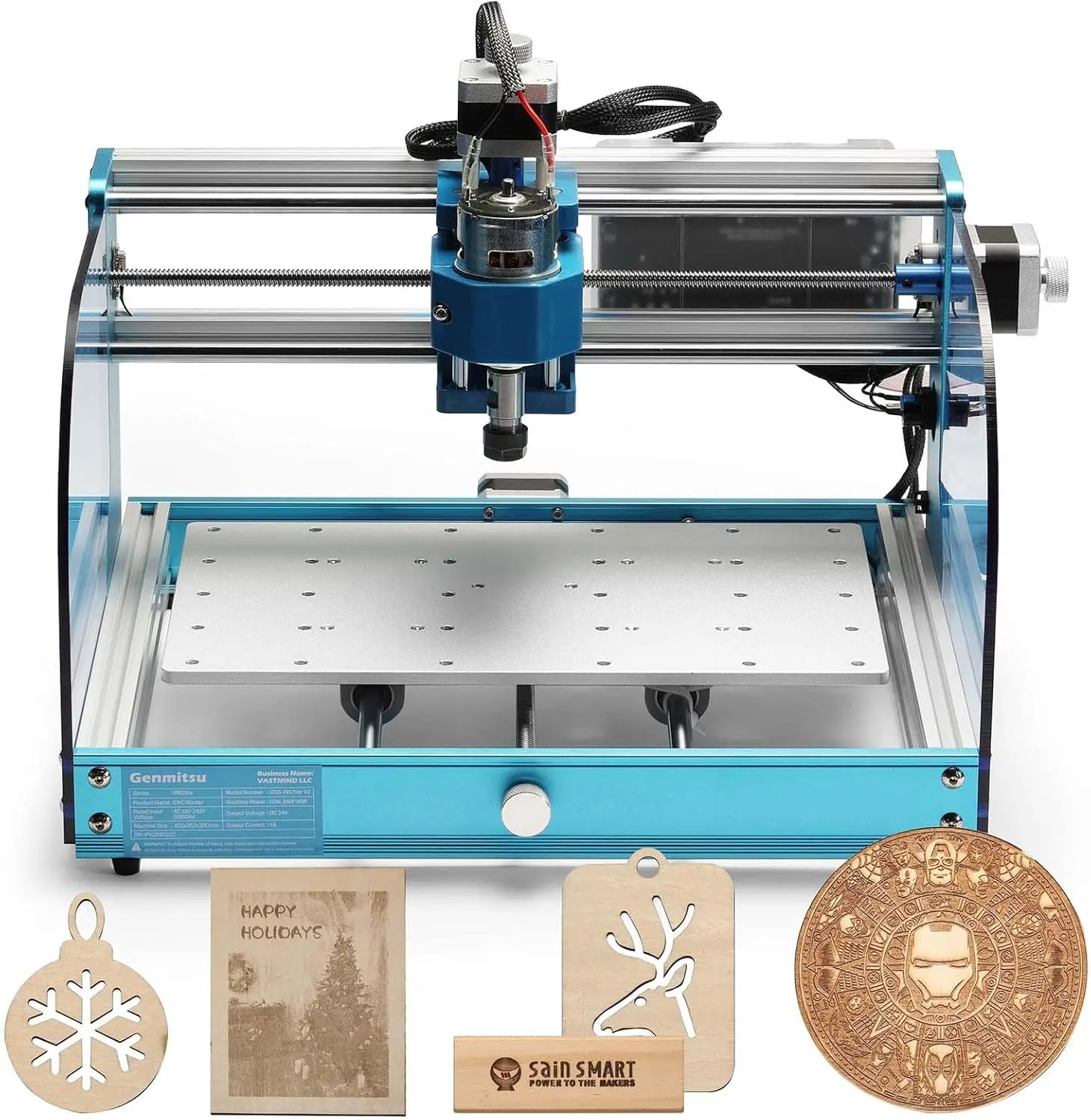 Upgraded Desktop CNC Router Machine with GRBL Offline Control, Limit Switches & Emergency-Stop, XYZ Effective Working Area