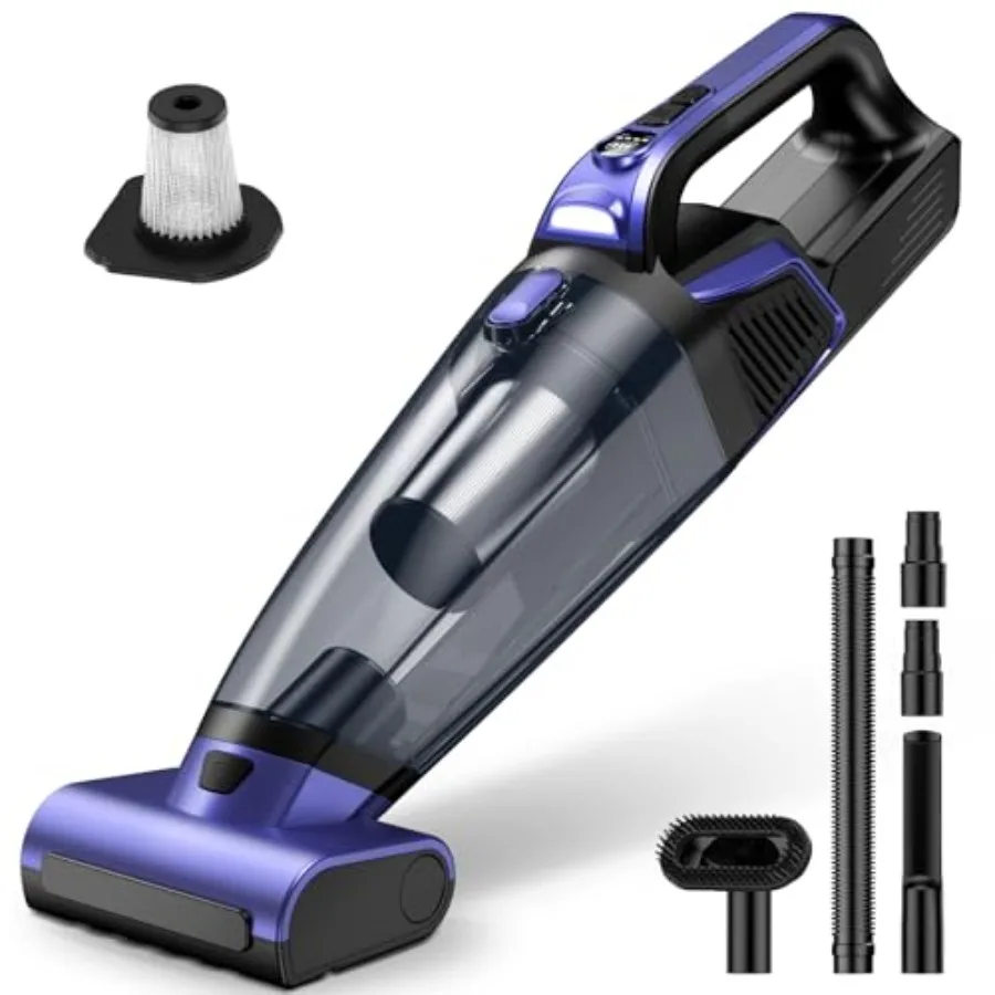 

Pet Hair Handheld Vacuum Cordless: 20000PA High Power Car Vacuum with Motorized Brush and LED Light Rechargeable Hand Held Vacu