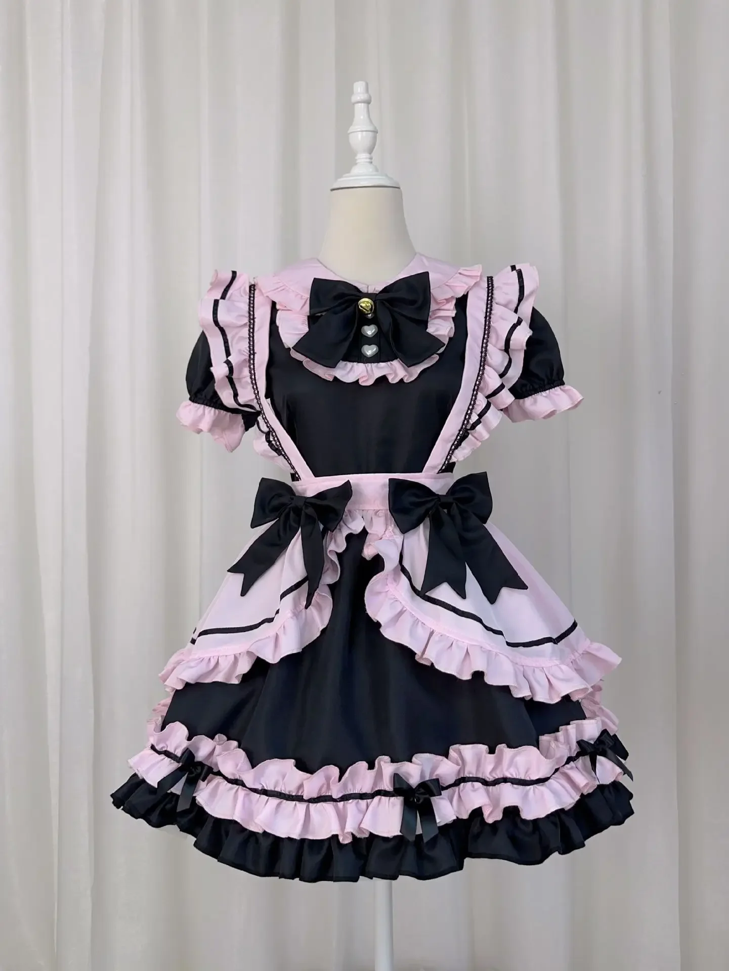Französisches süßes rosa Lolita-Kleid, Kawaii-Dienstmädchen-Kostüm, Cosplay, süßes Mädchen, Katzen-Schleife, verführerische Uniform, Geburtstagsparty-Bühnenkleid – Detail 2