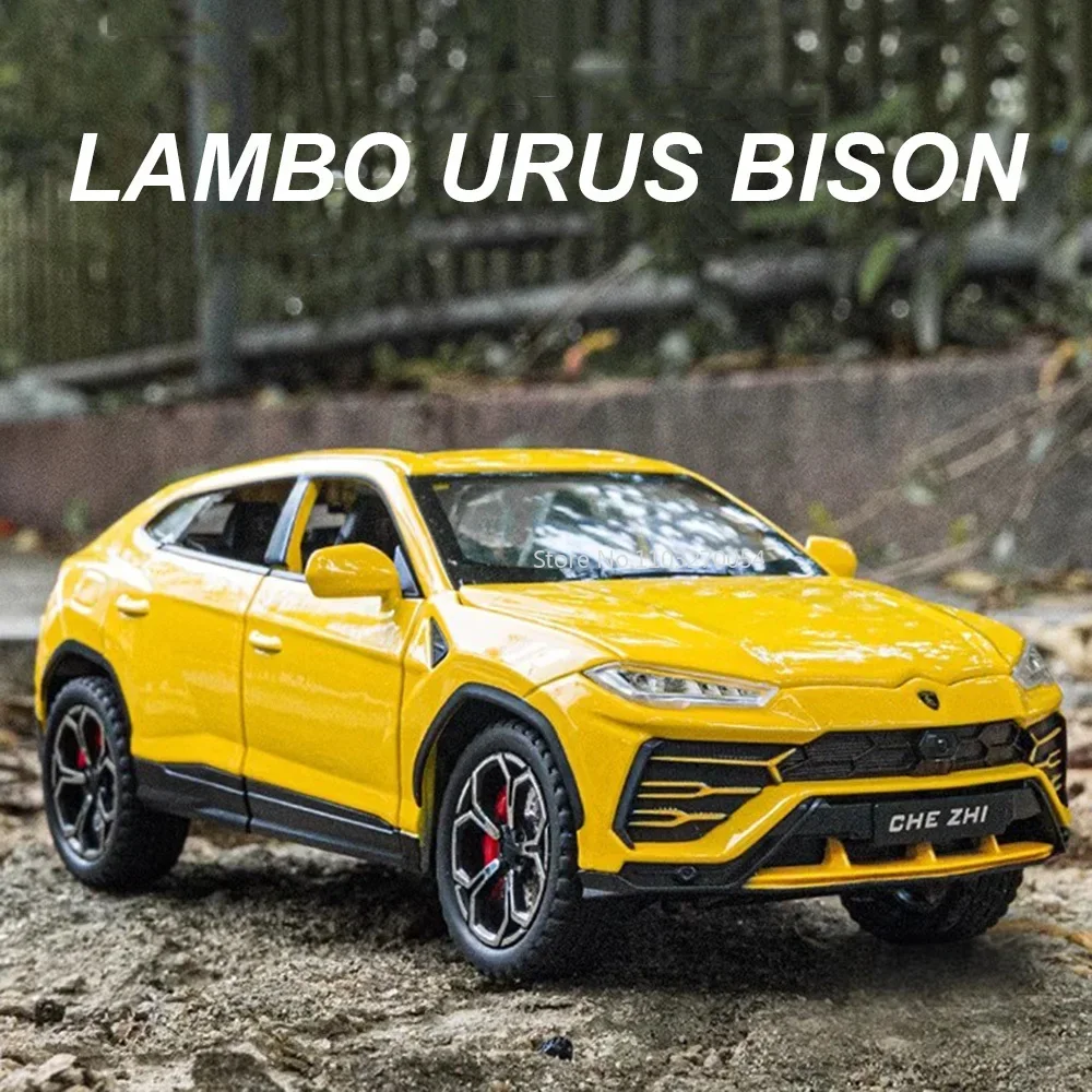 

1/24 Lambo URUS Bison SUV Alloy Sports Toys Car Model Diecasts Metal Off-road Vehicles Simulation Sound And Light Kids Toy Gifts