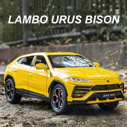 Lambo Urus Bison SUV Alloy Sport Car Model, Diecasts Metal, Veículos Off-Road, Simulação, Luz e Som, Brinquedos para Crianças, 1:24