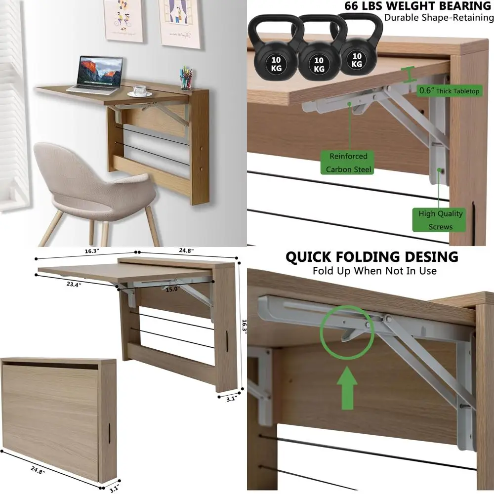 

Compact Wall-Mounted Folding Desk for Home Office and Small Spaces