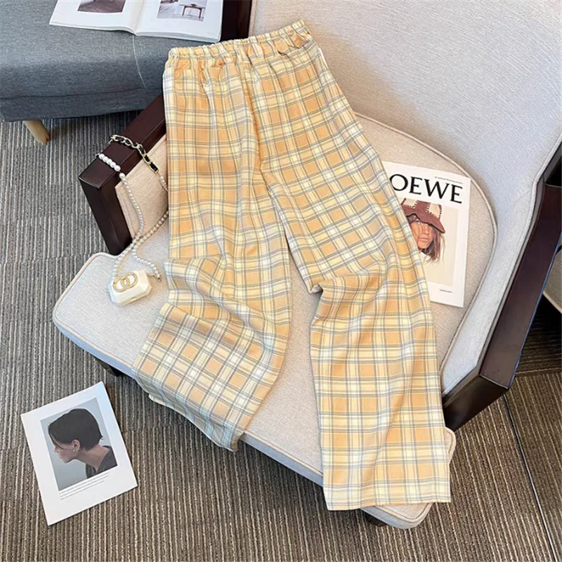 2024 New Women Christmas Pajama pants Autumn Winter Plaid Printed Pants Fashion Casual Wide Leg Pants Clothing Streetwear