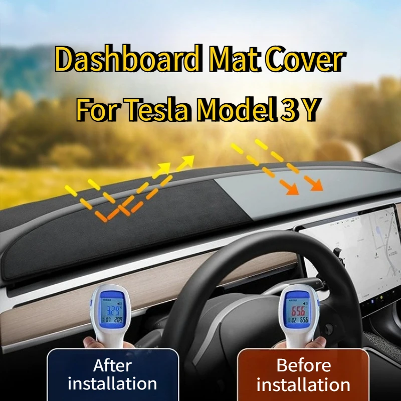 

Light Proof Pad for Tesla Model 3/Y/3 Highland/Model Y Juniper 2025 Dashboard Light Shielding Mats Sunscreen Mat Protective Pad