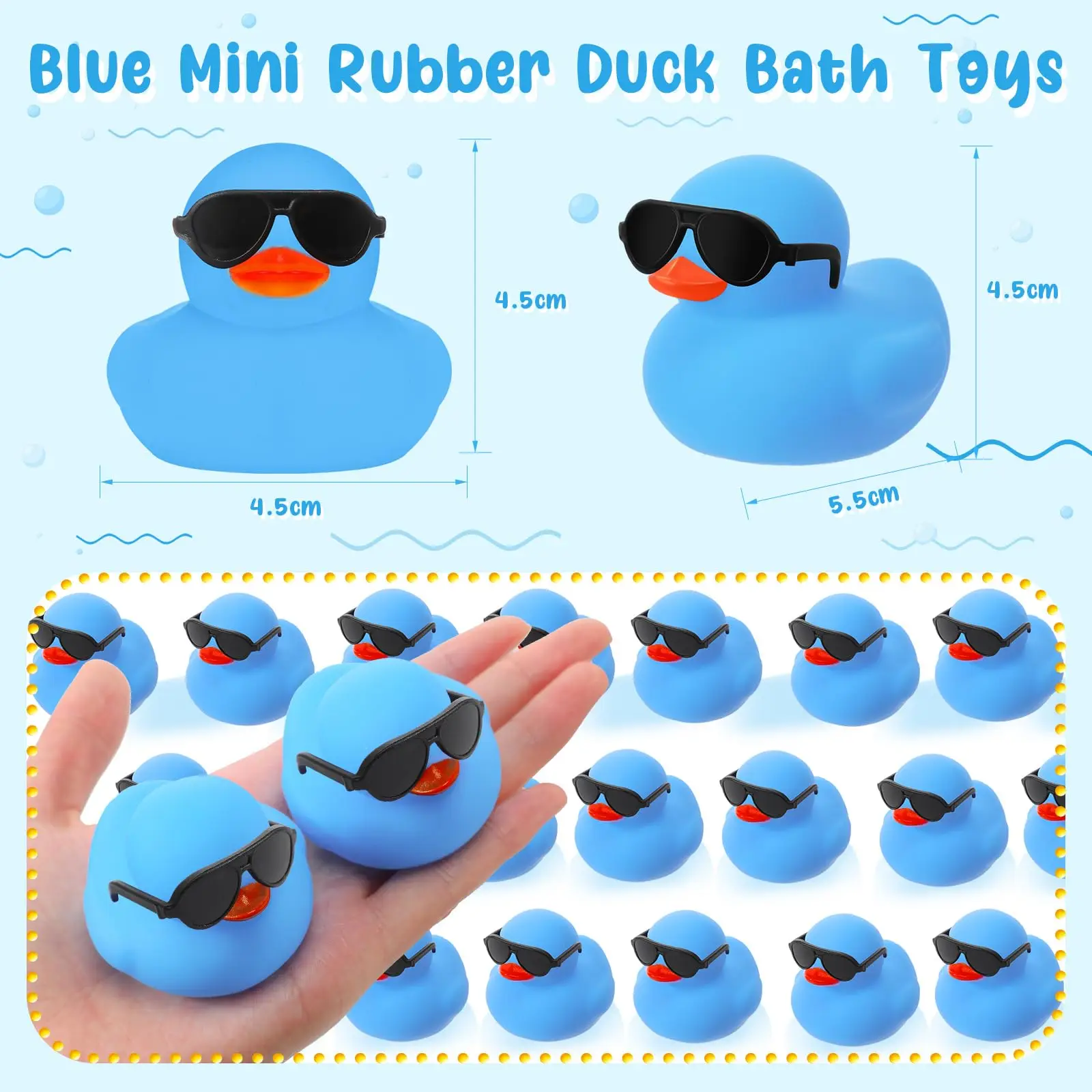 Juego de Mini patos de goma con gafas de sol, juguetes de patos de goma chirriantes, lindos Duckies flotantes para cumpleaños, 6, 12, 24, 36 piezas