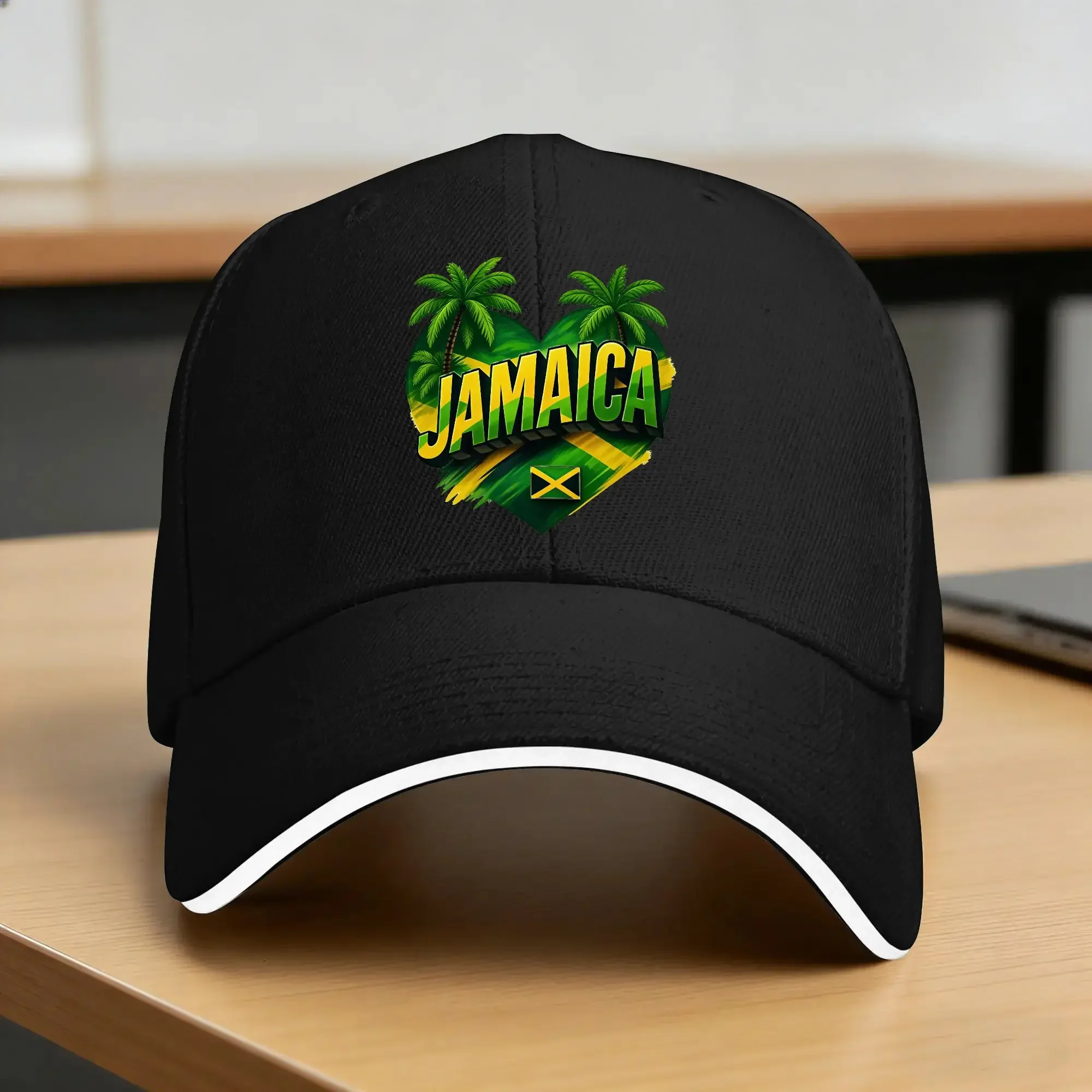 Jamaica Heart Shape Palm Tree Flag Sun Baseball Cap Spring Vintage Hip Hop Hats For Men Adult Outdoor Gym Baseball Caps