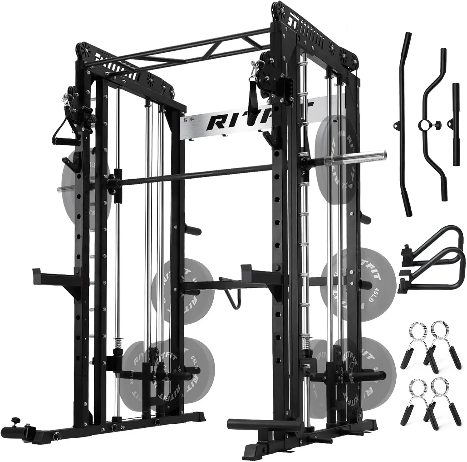 M1 & M1 Pro Smith Machine with Cable Crossover System, Multi-Function Squat Rack Power Cage for Home Gym, Power Rack and Package