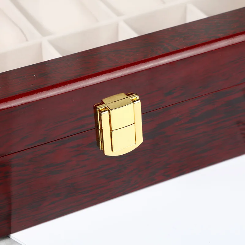 أسود/أحمر ماتي الخشب خمر فتحات متعددة صدفي رذاذ رسمت ساعة حالة خشبية عرض المجوهرات صندوق تخزين