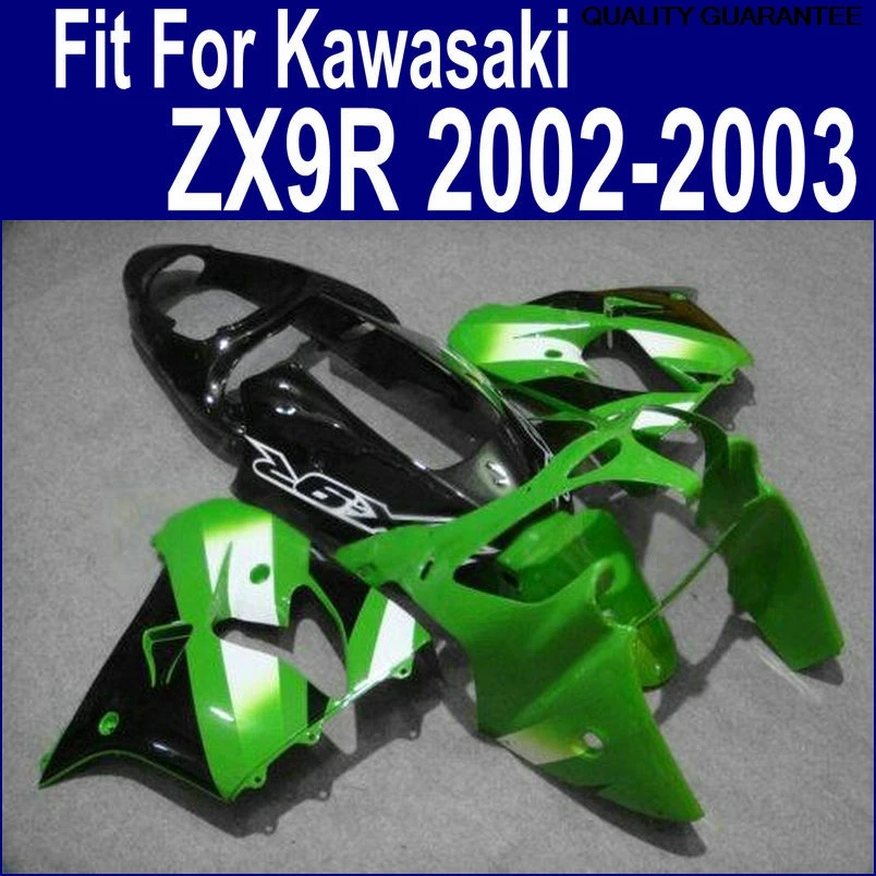 

All Fitment ABS plastic fairing kit for Kawasaki ZX9R 02 03 green white black fairings set ZX9R 2002 2003 EO33