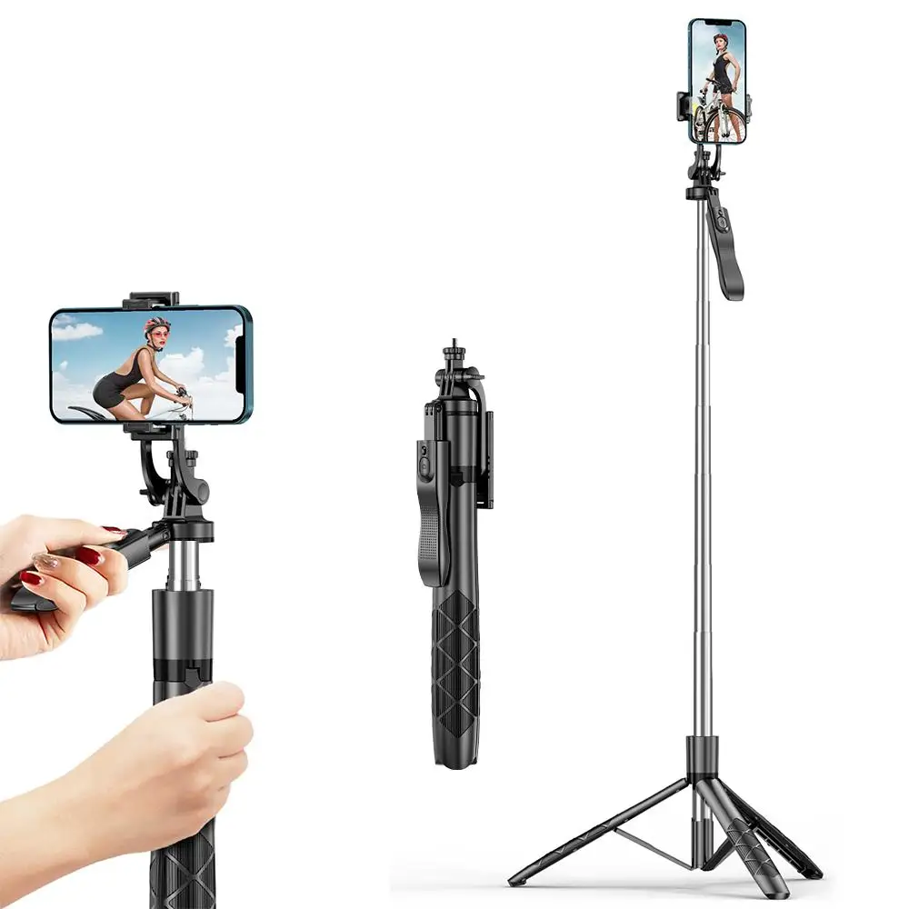 Wireless Selfie Stick with 1/4“ Screw Handle Stable Umbrella Structure Tripod Stand for iPhone Android 1.8m Super Long Pole