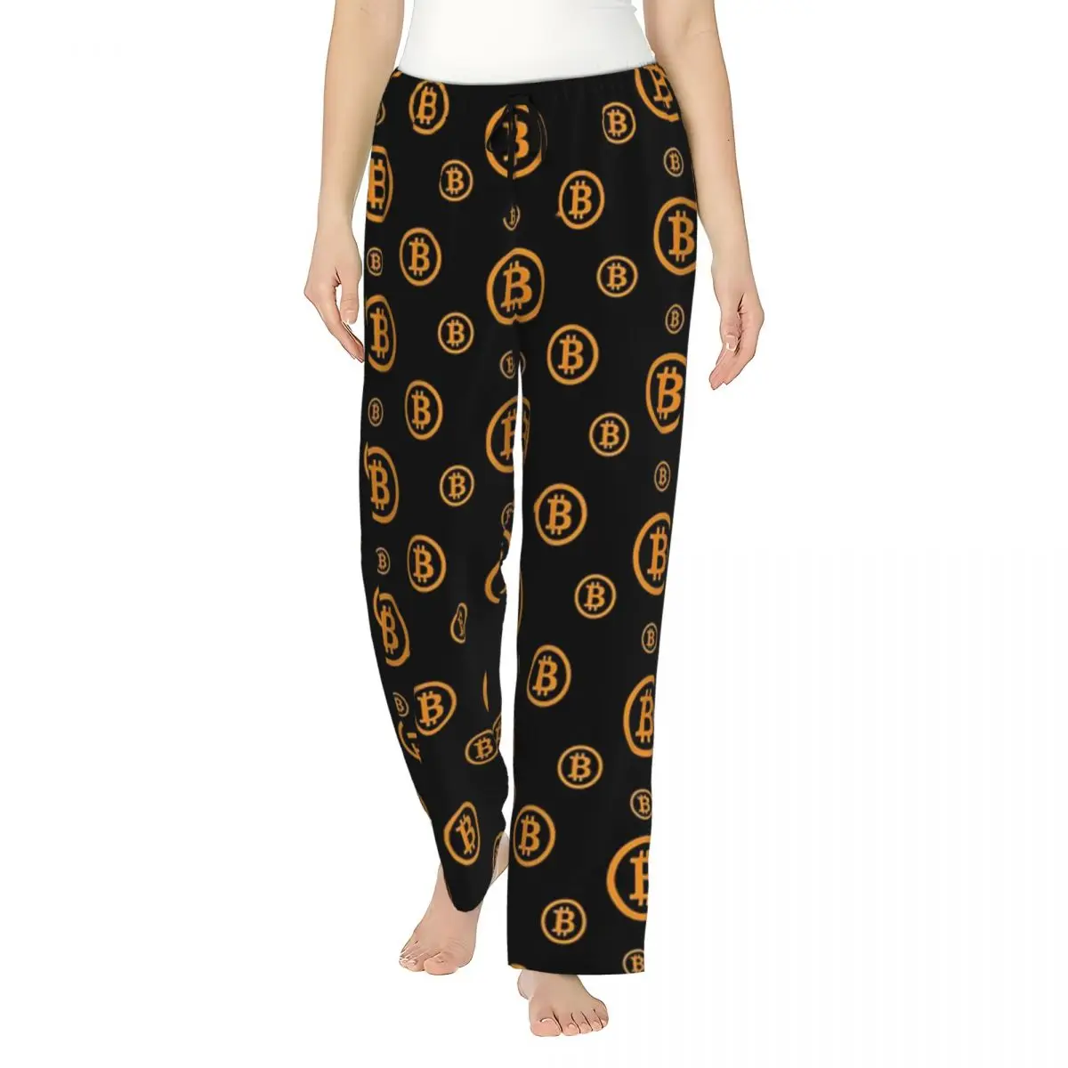 

Custom Bitcoin Logo Pattern Women Pajama Pants Lounge Sleep Sleepwear Bottoms with Pockets