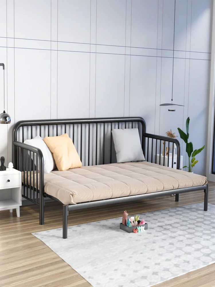 Small apartment single wrought iron sofa bed folding sitting and lying dual-purpose telescopic iron new pull-out wrought iron be
