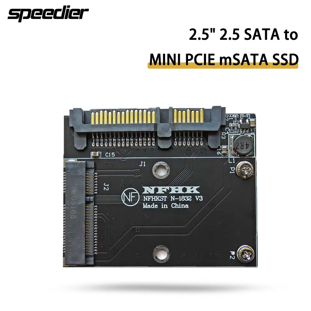 

2.5" SATA to Mini PCIe MSATA SSD Adapter Card Solid State Drives Conversion Board for Laptop Computer