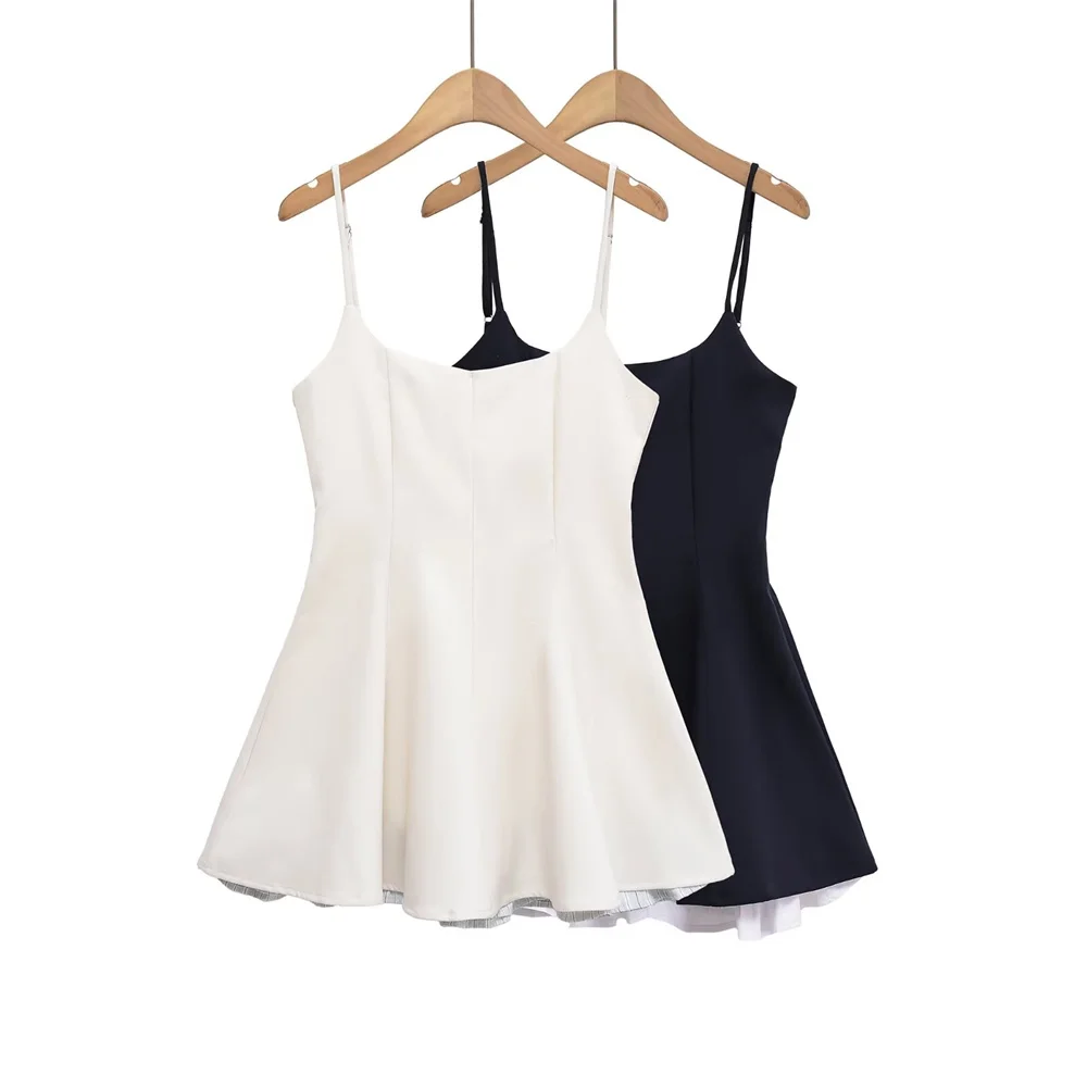 Abito estivo a canotta larga snellente a trapezio con vita di nicchia singola europea e americana