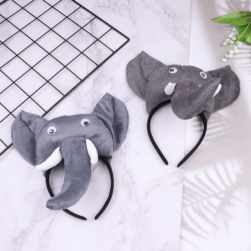 Kids Plush Children Elephant Ears Headband Animal Tie Tail Gift Birthday Party Cosplay Costume Prop